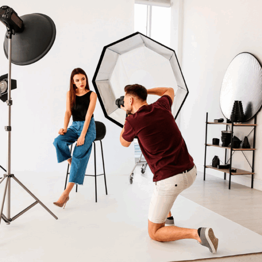 Preparations for a photo shoot or stream